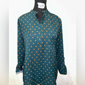 Chic Polka Dot Blouse - Teal and Orange